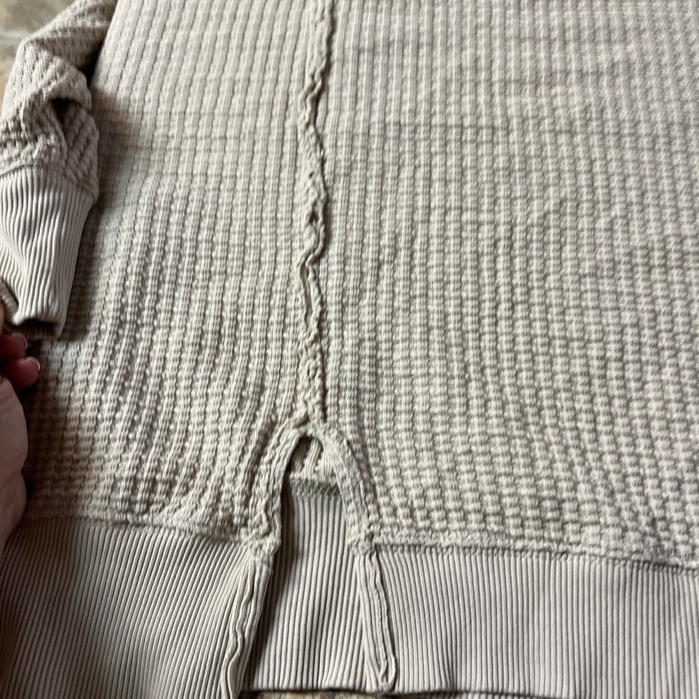 American Eagle Outfitters seriously lived in Beige waffle Sweater sweatshirt - Picture 5 of 10